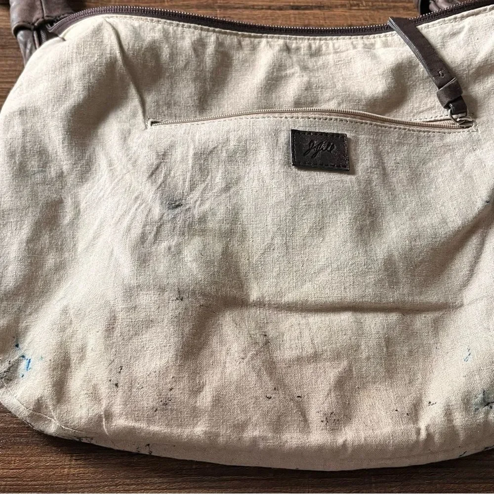 J. Jill Brown Soft Glove Leather Hobo Slouchy Shoulder Bag with Zip Top *Flaw